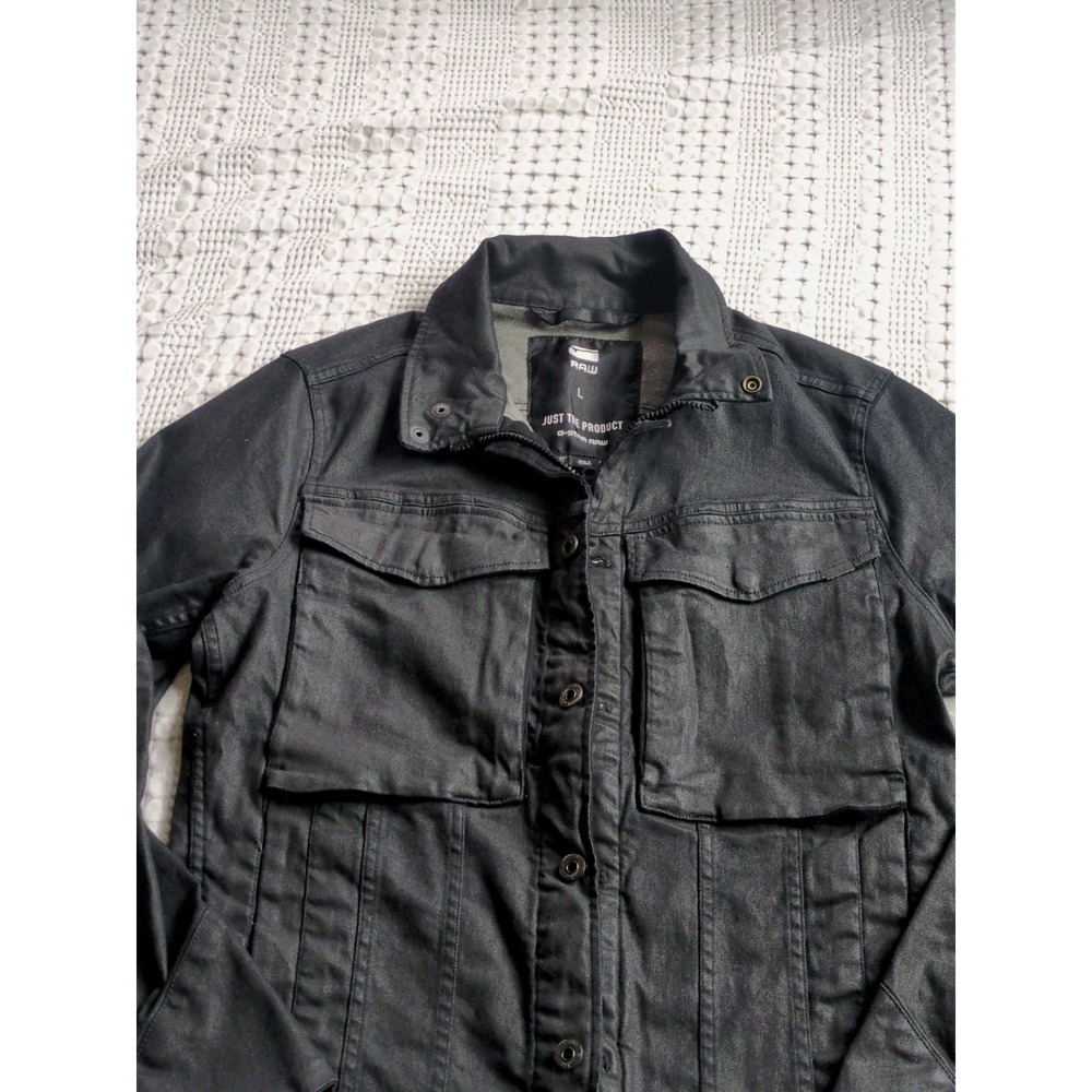 Men's Black Slim Button-Front Jacket - Picture 4 of 16